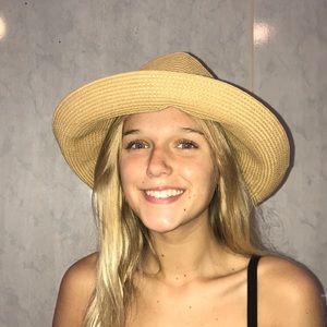woven tan straw hat